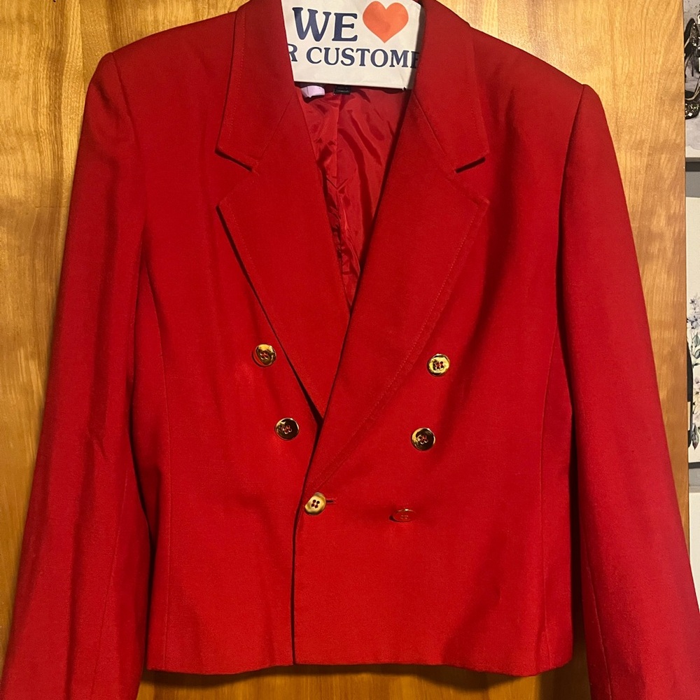 Kasper Red Double-Breasted Blazer